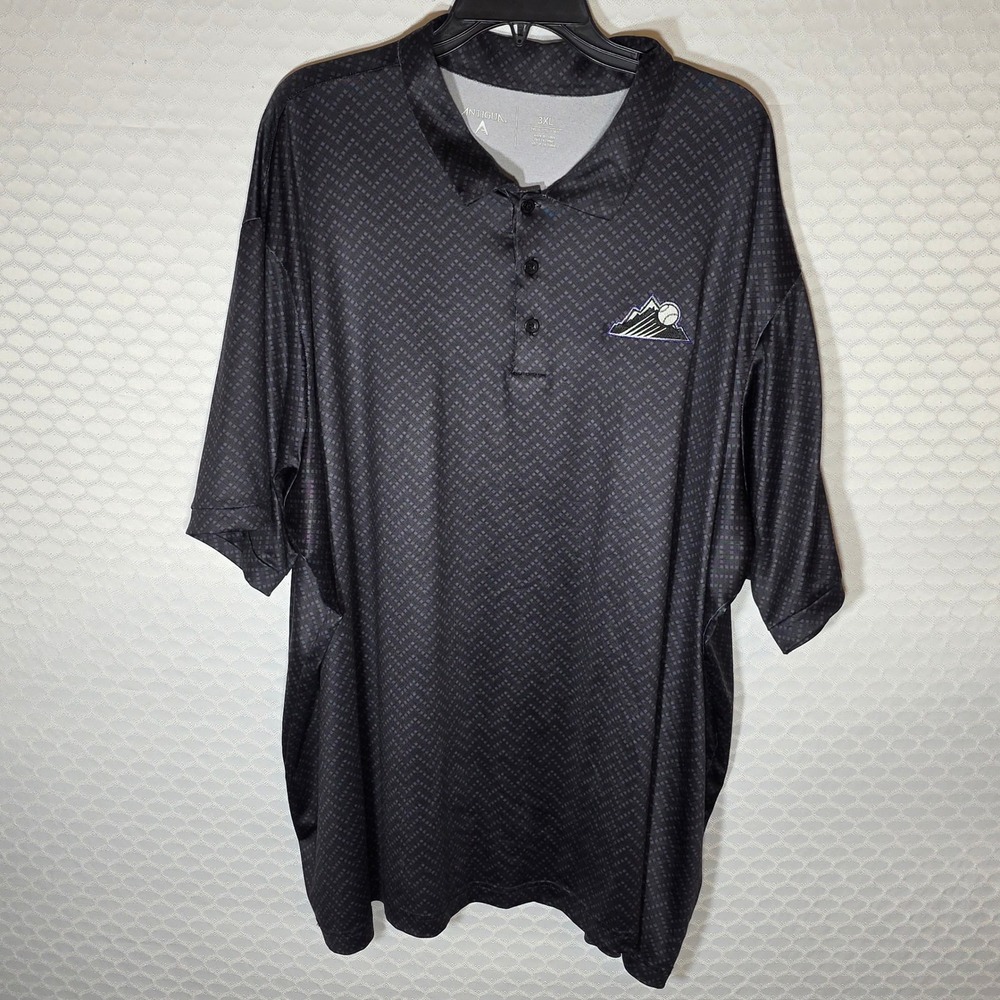 Antigua Colorado Rockies MLB Polo Shirt Mens 3XL Grey Geometric Short Sleeve